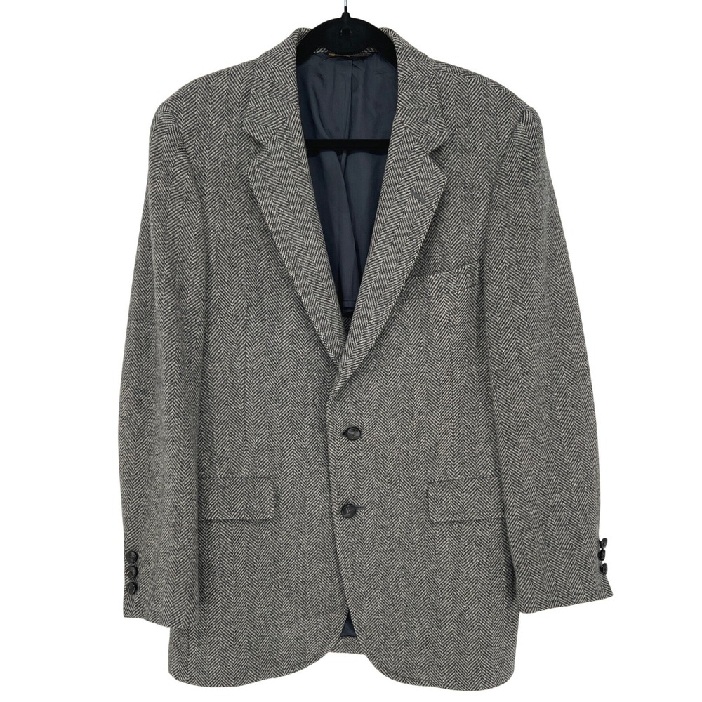 Vintage 1981 Hart Schaffner & Marx Racquet Club Sport Coat 40R 100% Wool Gray